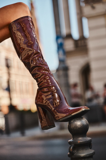 Burgundy knee-high heeled boots Mlokva