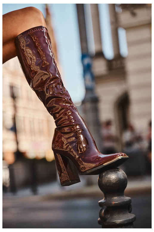 Burgundy knee-high heeled boots Mlokva