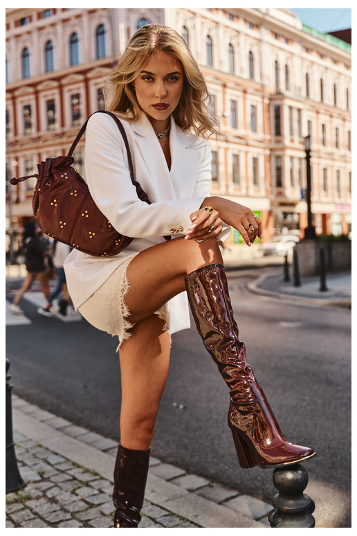 Burgundy knee-high heeled boots Mlokva