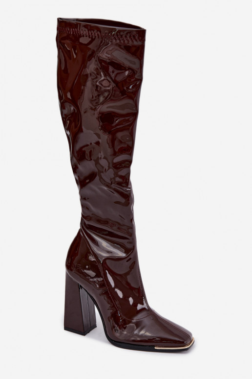 Burgundy knee-high heeled boots Mlokva