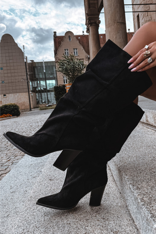 slip-on knee-high boots with heels black Jensy