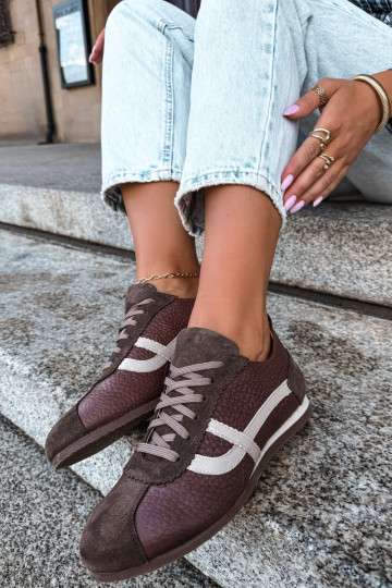Sneakers in faux suede in chocolate color Zazoo N1402S2 2