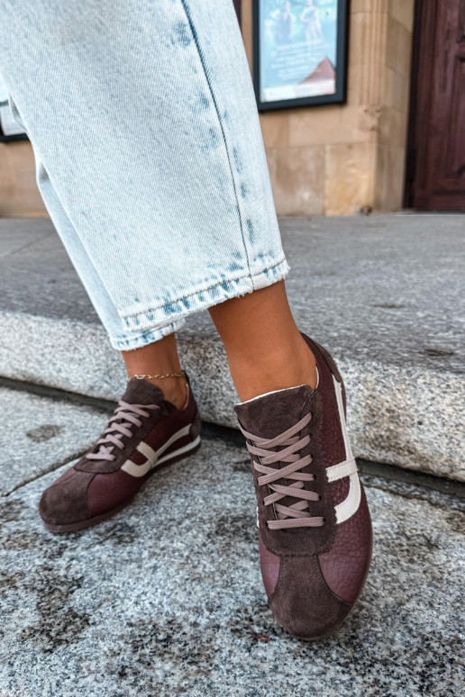 Sneakers in faux suede in chocolate color Zazoo N1402S2