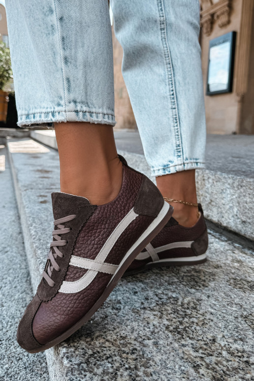 Sneakers in faux suede in chocolate color Zazoo N1402S2