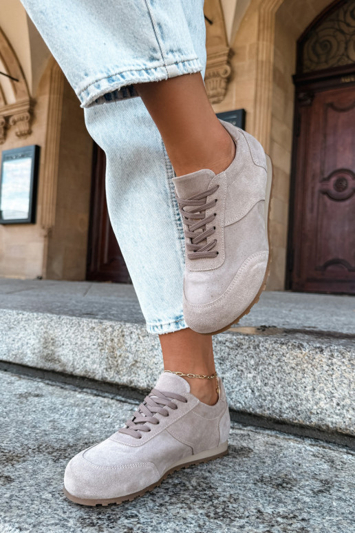Sneakeriai Barefoot iš dirbtinės zomšos smėlio spalvos Zazoo N1422