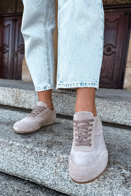 Sneakeriai Barefoot iš dirbtinės zomšos smėlio spalvos Zazoo N1422