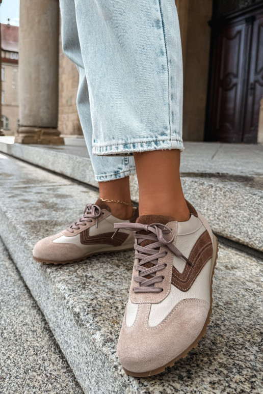 Barefoot sneakers in faux suede in sand color Zazoo N1400