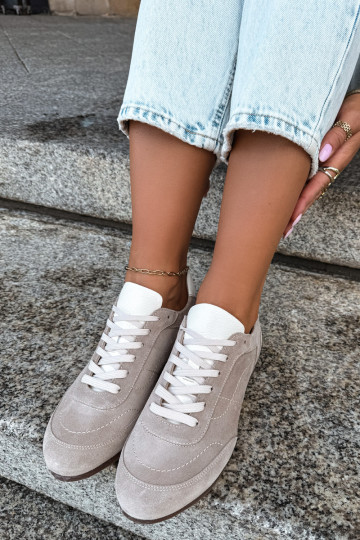 Sneakery Barefoot z haftem w piaskowym kolorze Zazoo N1414 2