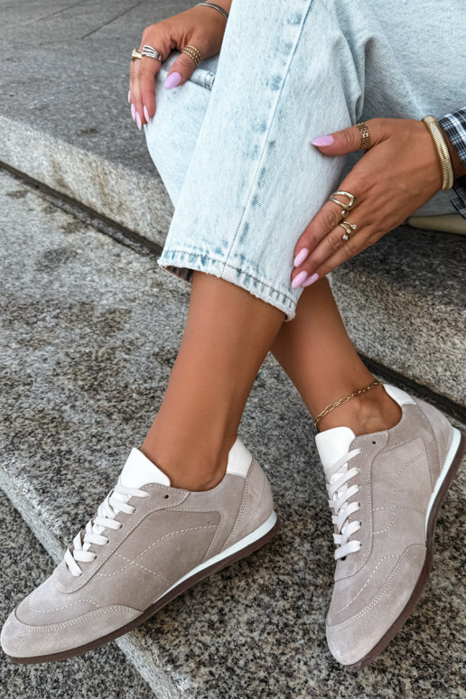 Barefoot sneakers with embroidery in sand color Zazoo N1414