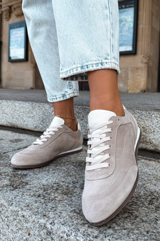 Sneakery Barefoot z haftem w piaskowym kolorze Zazoo N1414