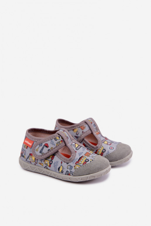 Children's slippers Milami with sticky fastenings in gray Jasimrra
