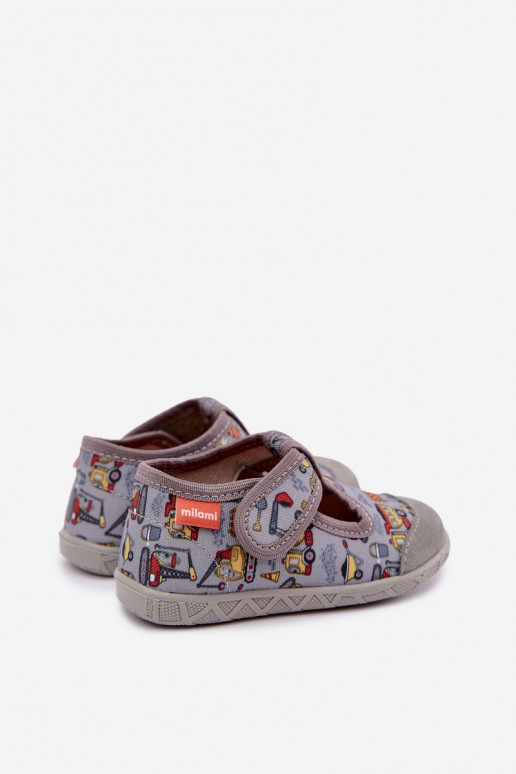 Children's slippers Milami with sticky fastenings in gray Jasimrra