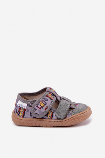 Children's slippers Barefoot Milami in gray Lumi 2