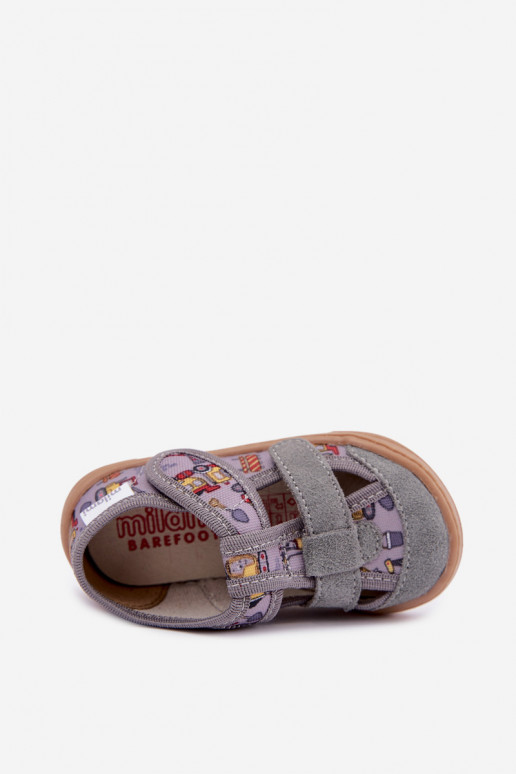 Vaikiškos šlepetės Barefoot Milami pilkos spalvos Lumi