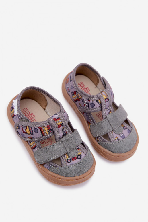 Children's slippers Barefoot Milami in gray Lumi