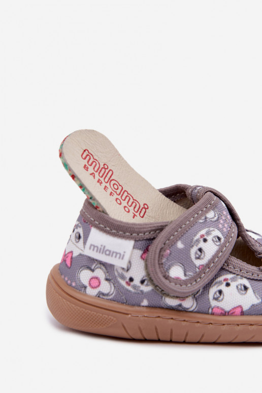 Children's slippers with sticky fasteners Milami gray Talirae