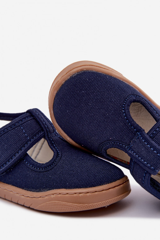 Children's slippers with sticky fasteners Milami dark blue Talirae