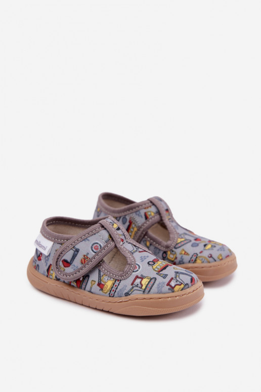 Children's slippers with sticky fasteners Milami gray Talirae