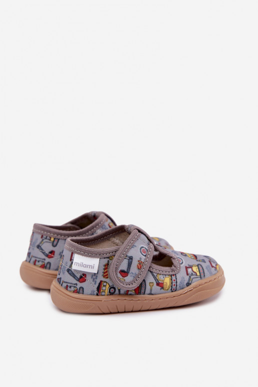 Children's slippers with sticky fasteners Milami gray Talirae