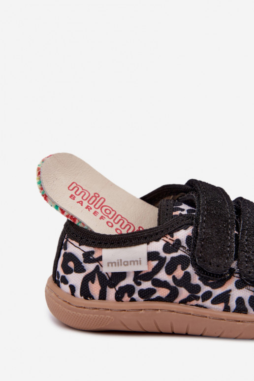 Children's slippers with leopard print Milami sand Saphira