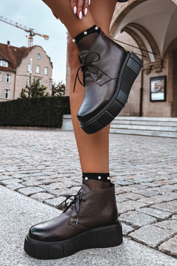 Women's warm platform shoes Zazoo 60588 in chocolate color 2