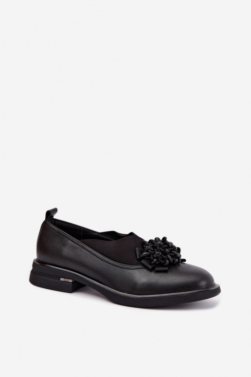 Women's leather shoes with ornaments black T.Sokolski