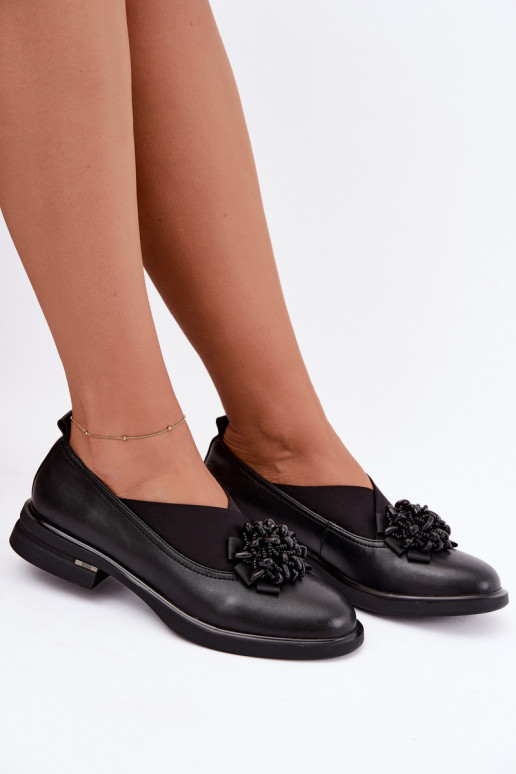 Women's leather shoes with ornaments black T.Sokolski