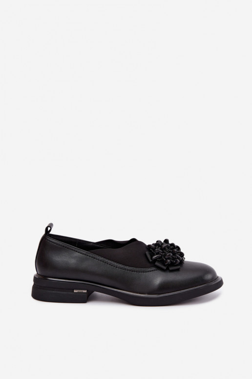 Women's leather shoes with ornaments black T.Sokolski