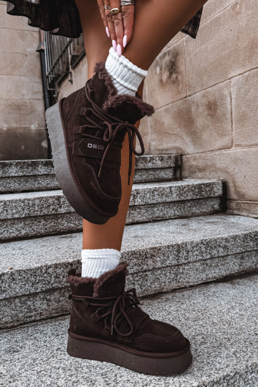 Women's suede snow boots chocolate Big Star