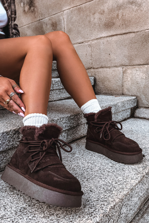 Women's suede snow boots chocolate Big Star