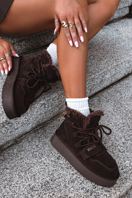 Women's suede snow boots chocolate Big Star