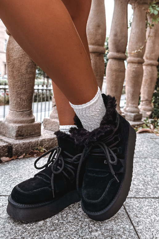 Women's suede snow boots black Big Star