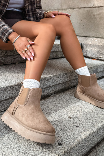 snow boots for women with platform Big Star UU274173 sand color