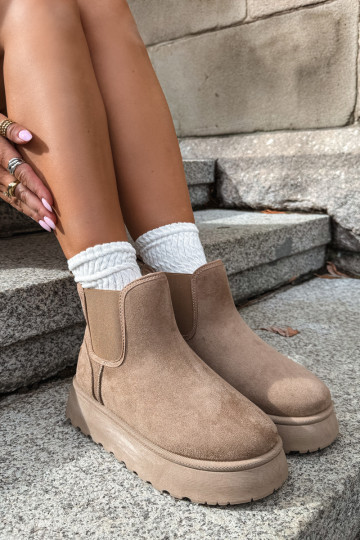 buty śniegowe dla kobiet z platformą Big Star UU274173 w kolorze piaskowym 2