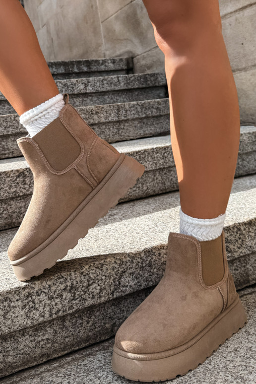snow boots for women with platform Big Star UU274173 sand color