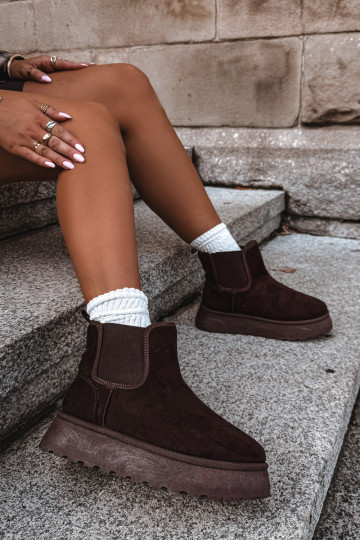 snow boots for women with platform Big Star UU274174 chocolate color