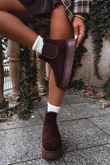 snow boots for women with platform Big Star UU274174 chocolate color 2