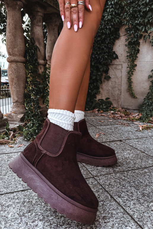 snow boots for women with platform Big Star UU274174 chocolate color