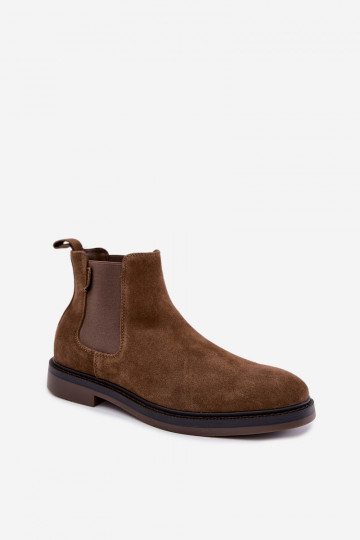 stylish ankle boots for men in faux suede Big Star UU174277 in khaki