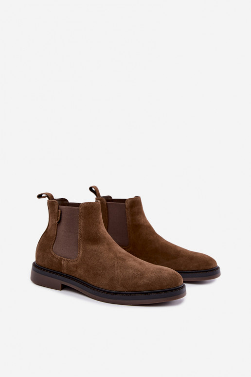 stylish ankle boots for men in faux suede Big Star UU174277 in khaki