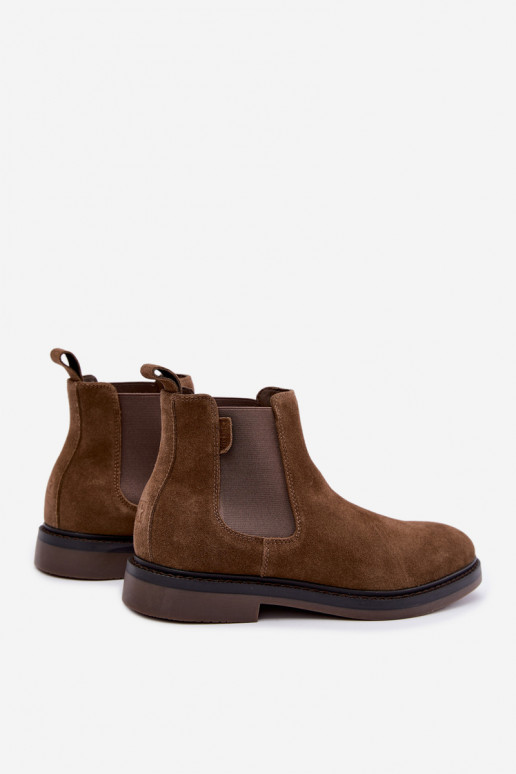 stylowe botki męskie z sztucznego zamszu Big Star UU174277 w kolorze khaki