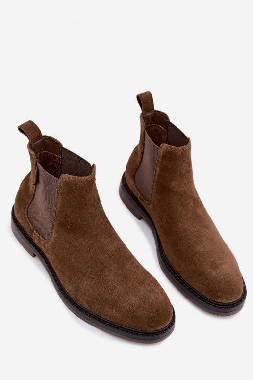 stylowe botki męskie z sztucznego zamszu Big Star UU174277 w kolorze khaki