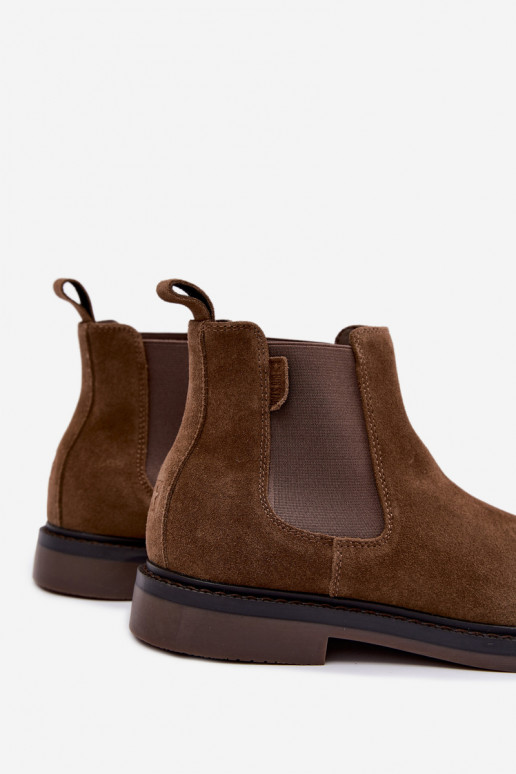 stylish ankle boots for men in faux suede Big Star UU174277 in khaki