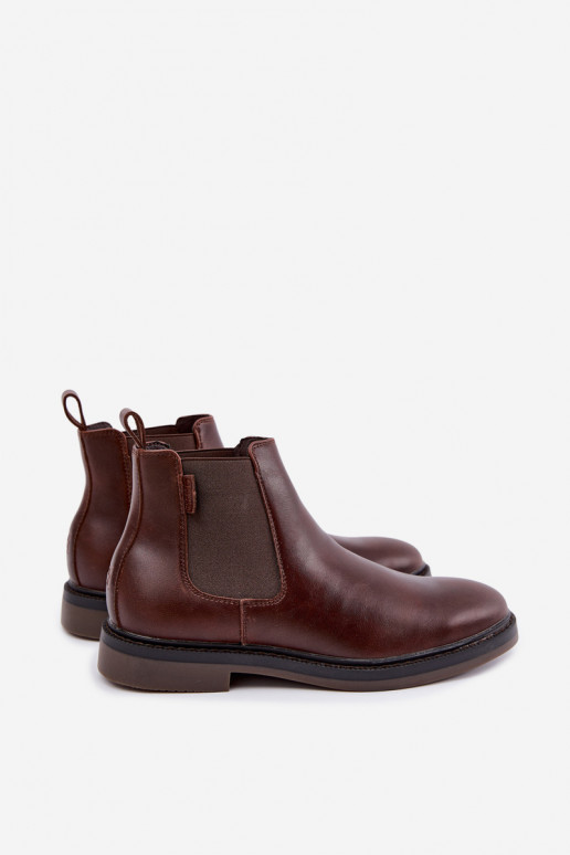 stylish ankle boots for men in genuine leather Big Star UU174279 in dark brown