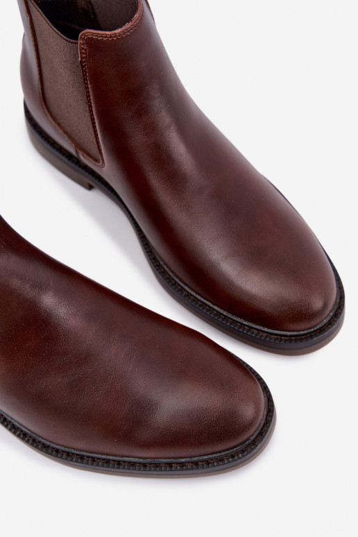 stylish ankle boots for men in genuine leather Big Star UU174279 in dark brown