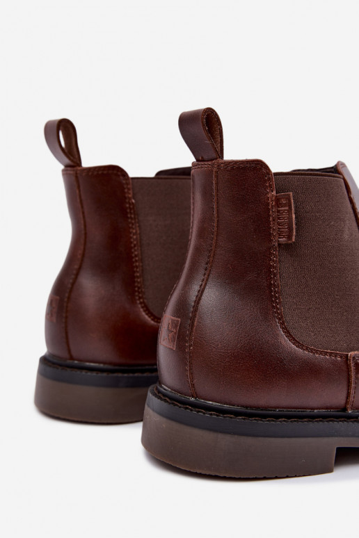 stylish ankle boots for men in genuine leather Big Star UU174279 in dark brown