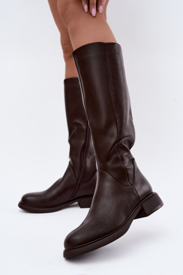 women's knee-high boots with wide heels insulated D&A JC62-1036 in chocolate 2