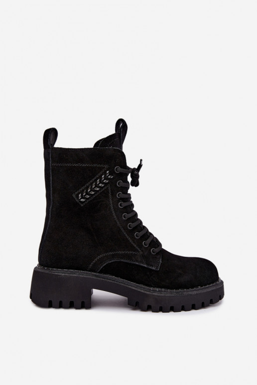 women's work ankle boots in faux suede insulated D&A JC62-1035 in black