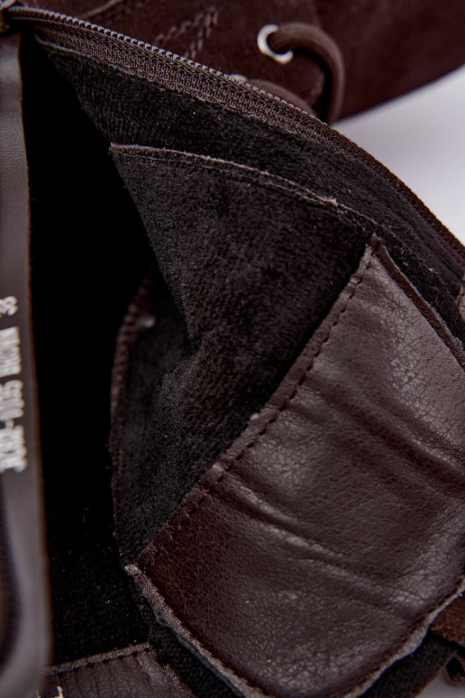 women's work ankle boots in faux suede insulated D&A JC62-1035 in chocolate