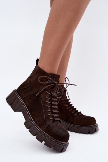 women's suede shoes with platform D&A JC62-1045 in chocolate 2